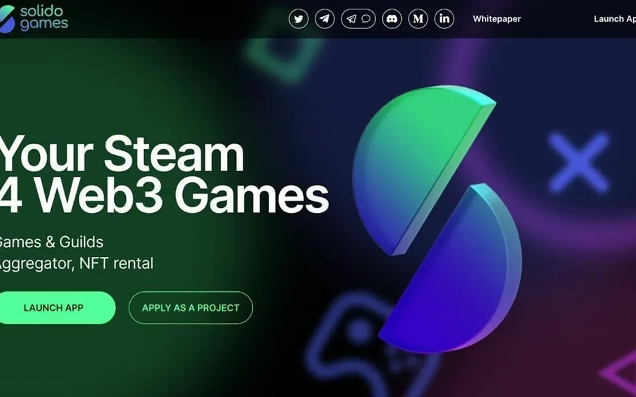 Web3 games hub website, first screen