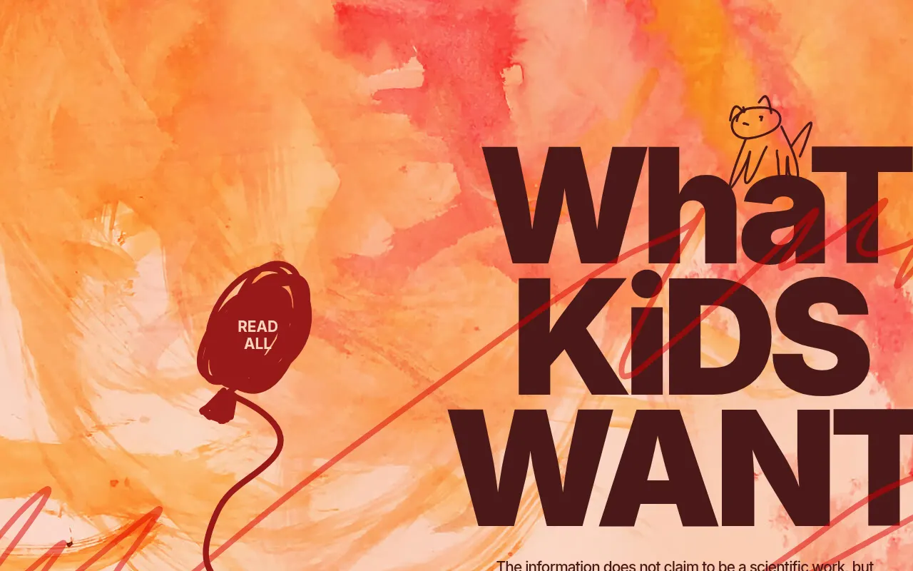 What Kids Want website, first screen